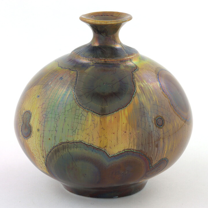イサク・イサクソン  一点もの  茶色の結晶釉のベース  (8cm)  2016年