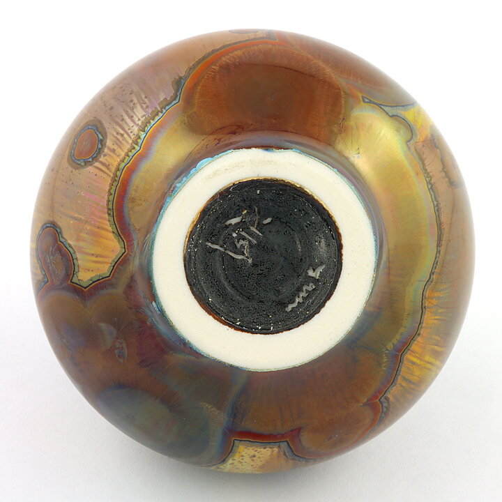イサク・イサクソン  一点もの  茶色の結晶釉のベース  (8cm)  2016年
