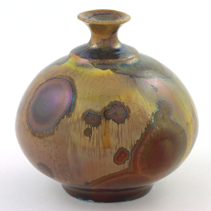 Isak Isaksson (2016) Unique Vase with Brown Crystalline Glaze 8 cm