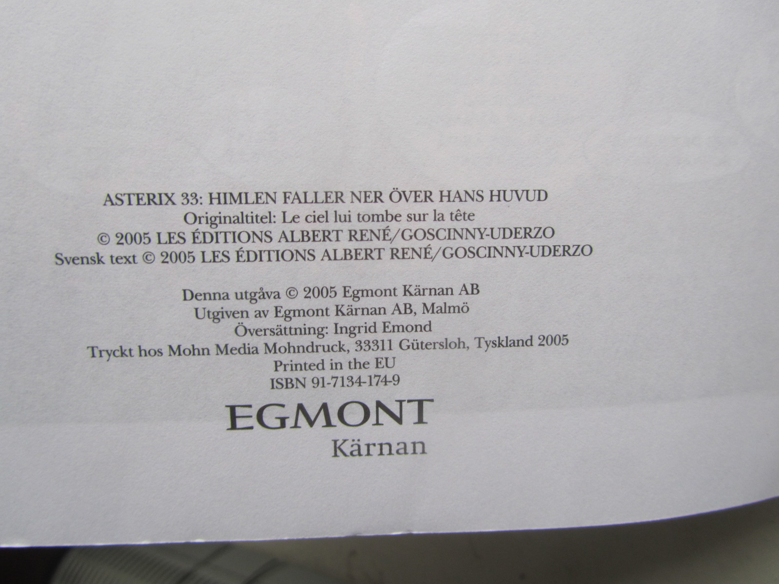 Asterix 33 Himlen faller ner över hans huvud 1:a upplagan Fn- - 4