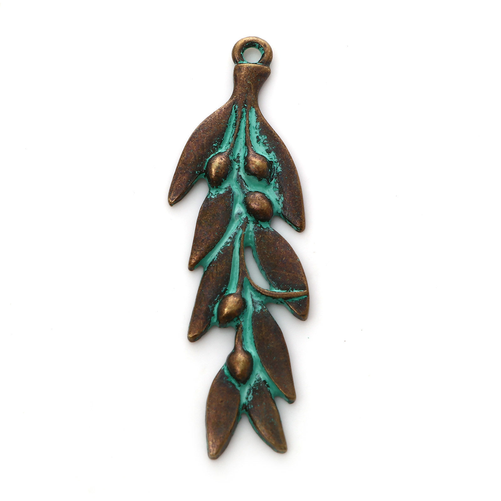 Charm -  Boho  Patina, leaves blue