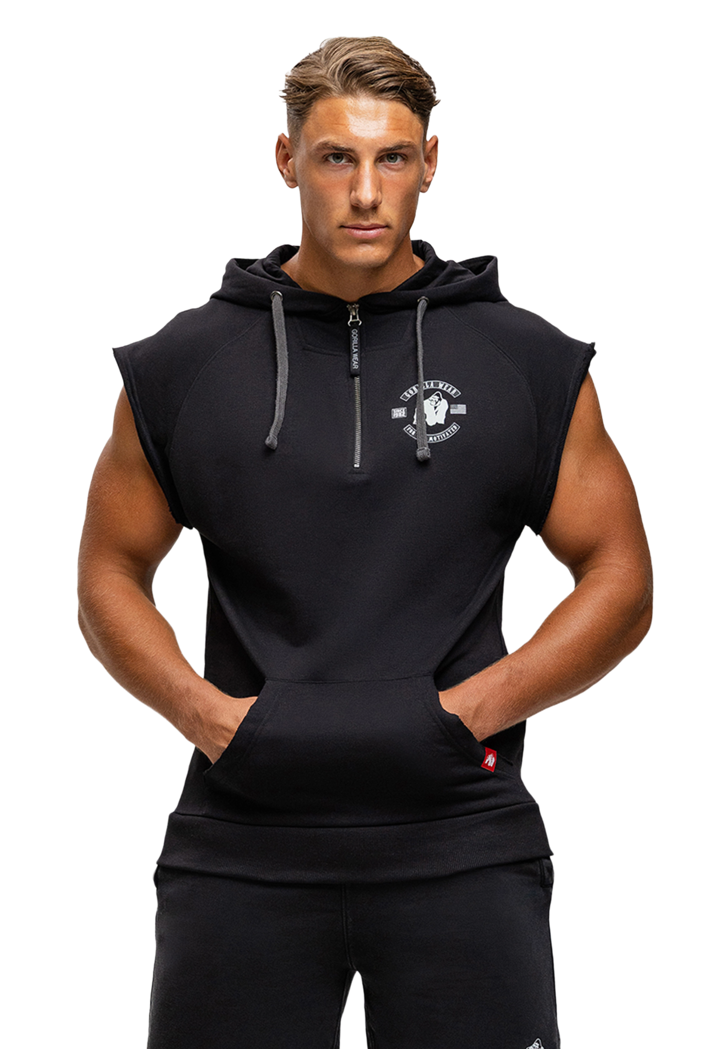 Huntley Sleeveless Hoodie, black