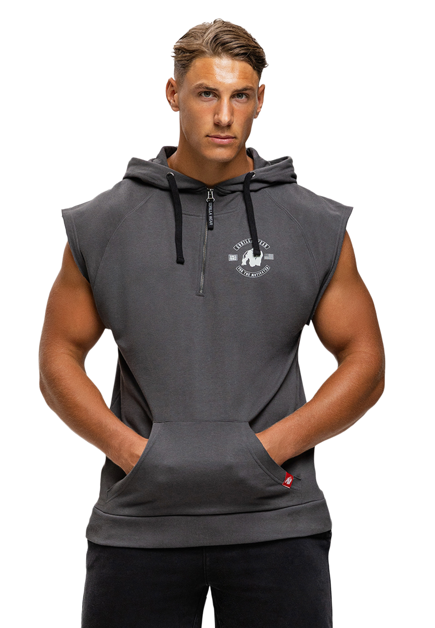 Huntley Sleeveless Hoodie, dark grey
