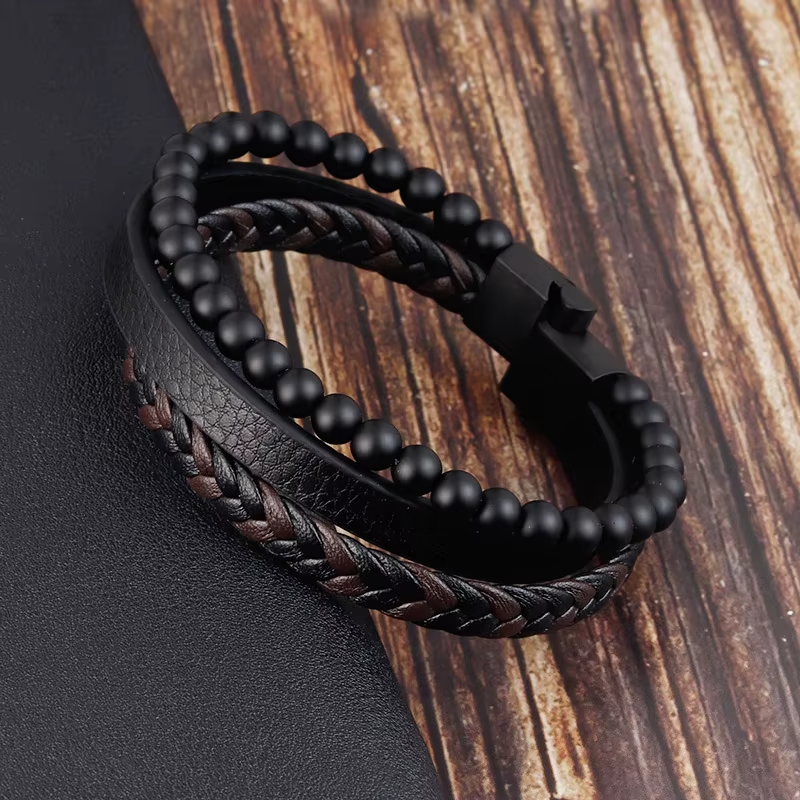 Läderarmband "Leather & Pearls" - 5