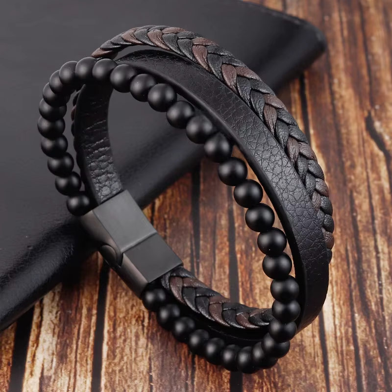 Läderarmband "Leather & Pearls"