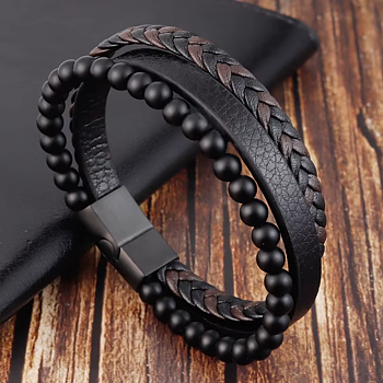 Läderarmband "Leather & Pearls"