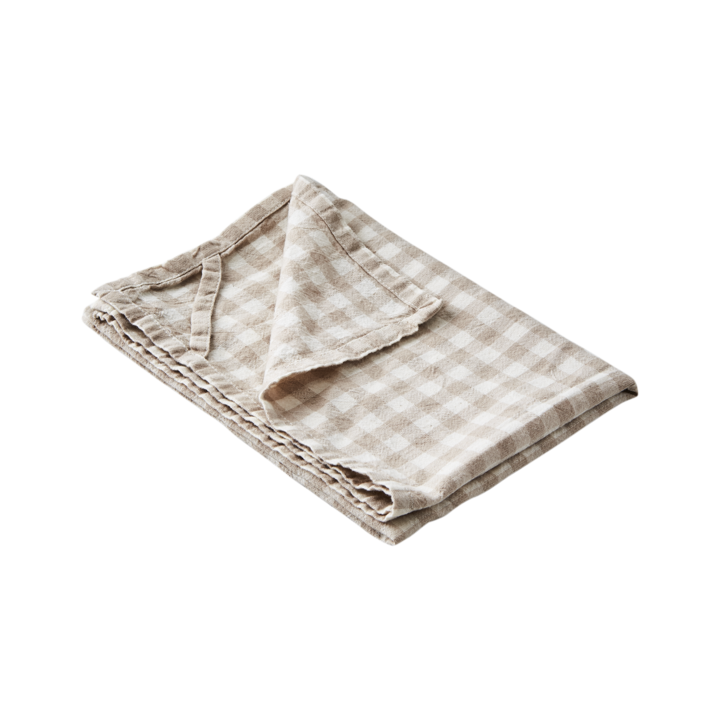 Rutig handduk i Bomull Beige