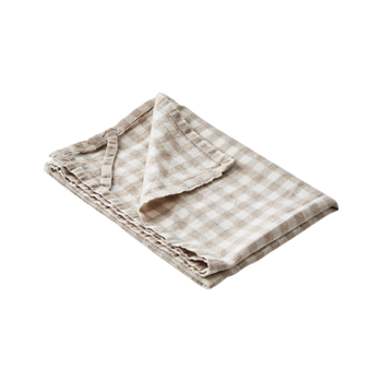 Rutig handduk i Bomull Beige