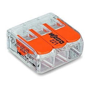 Wago 3-pole terminal block, 0.2–4 mm²