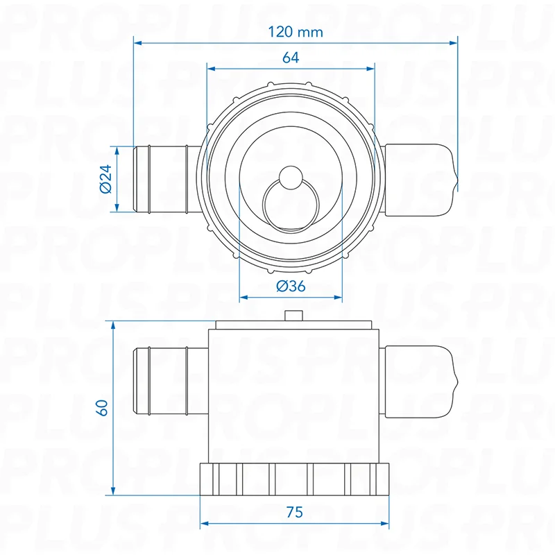 Avloppsventil med 2 anslutningar D24mm - 2