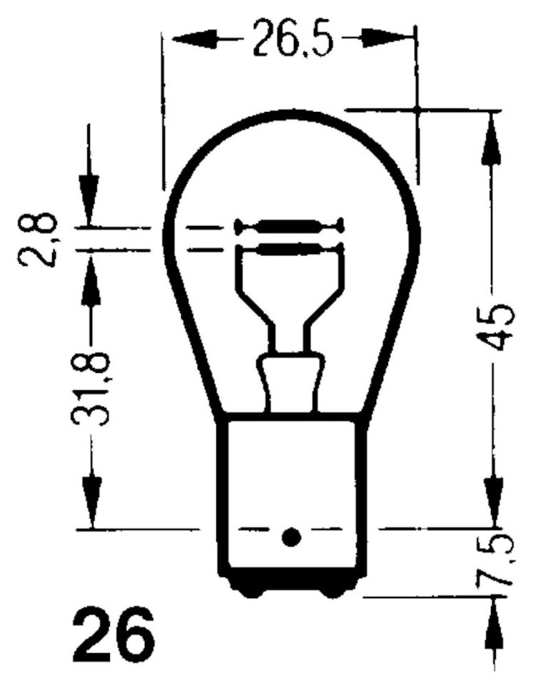 Glödlampa 21/5W BAY15D 12volt - 2