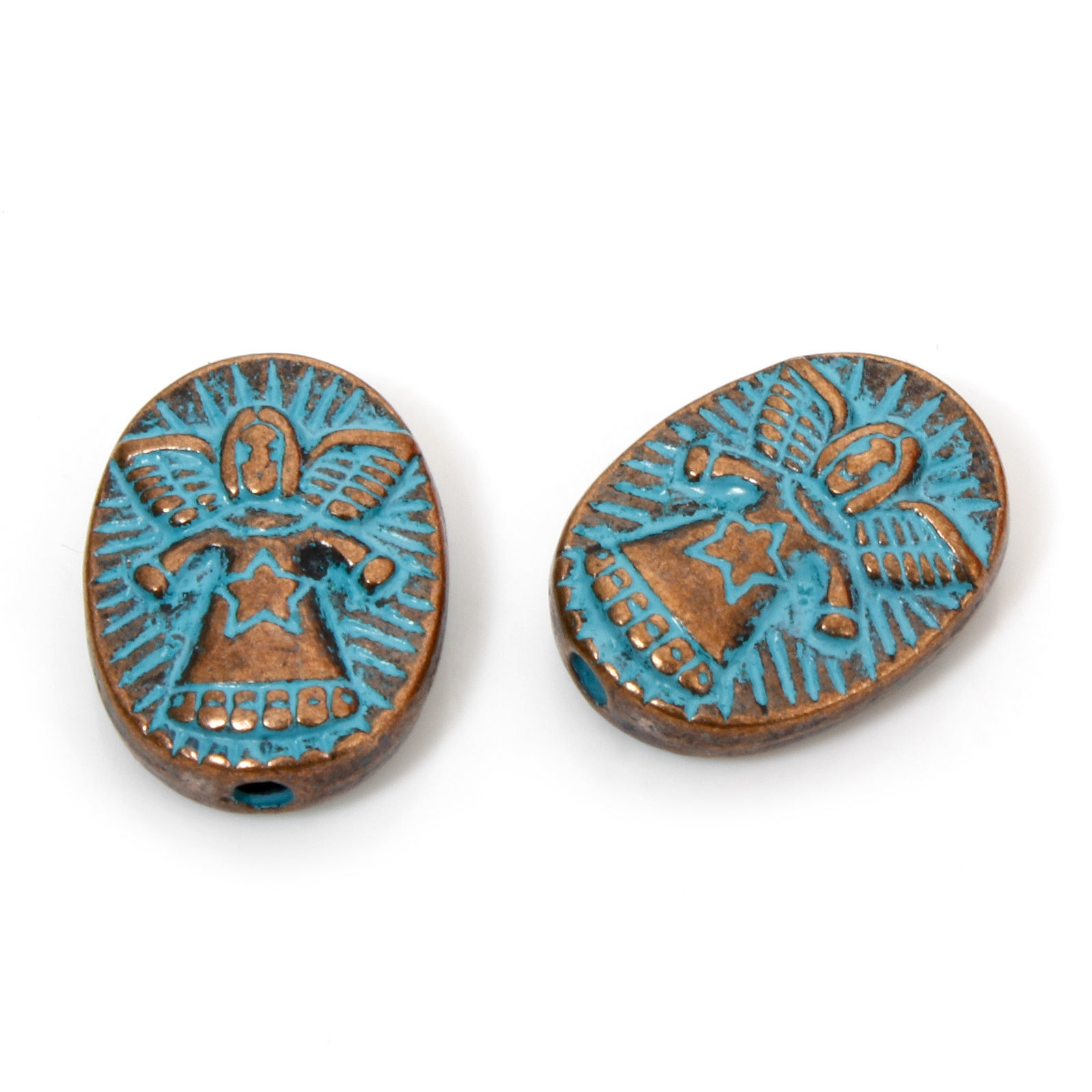 Spacer bead   Oval Angel, Patina Copper