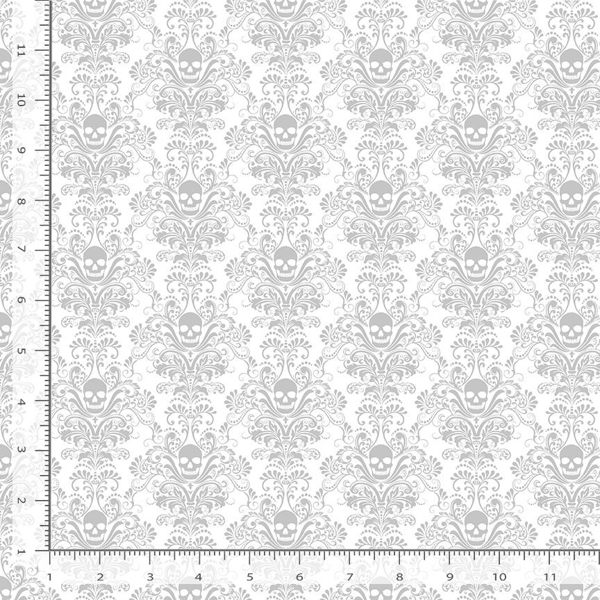 Skull Damask - Vit