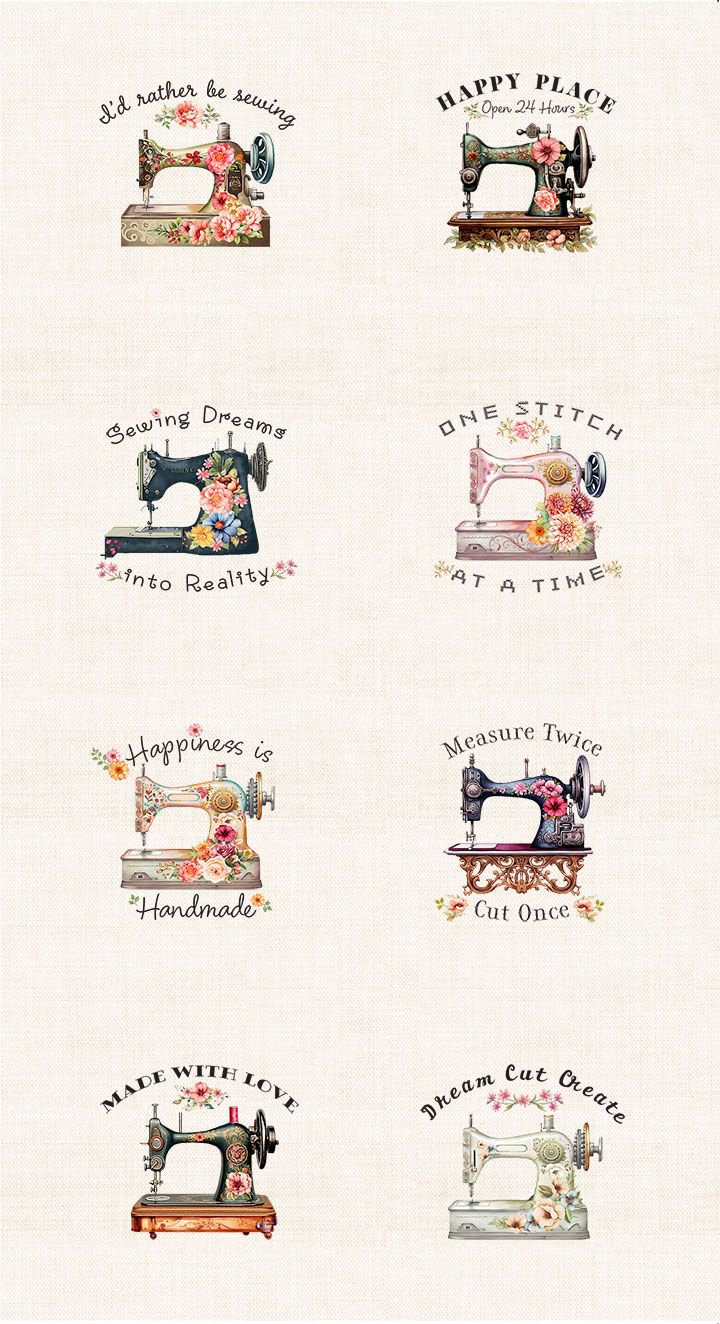 Floral Sewing Machines - Panel