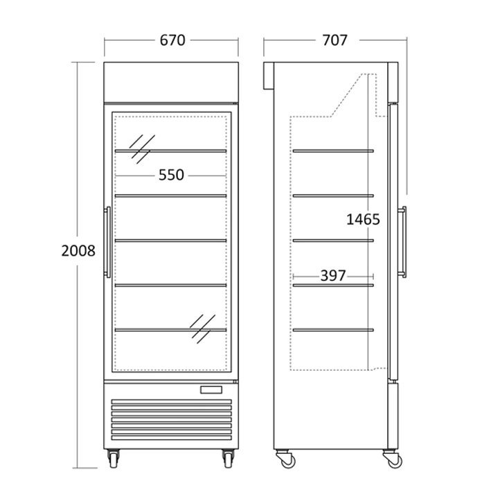 Displayfrys DF400BD, 400 liter