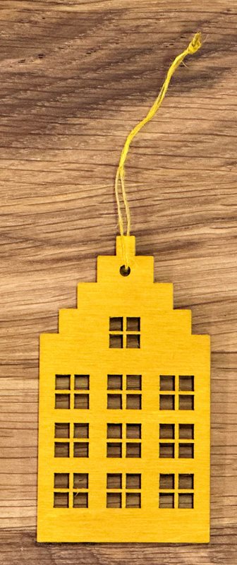 Christmas decoration House with 10 windows, lion yellow