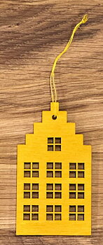Christmas decoration House with 10 windows, lion yellow