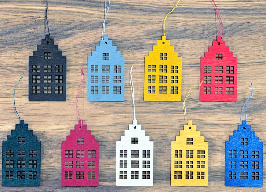 Christmas decoration House with 10 windows, lion yellow - 2
