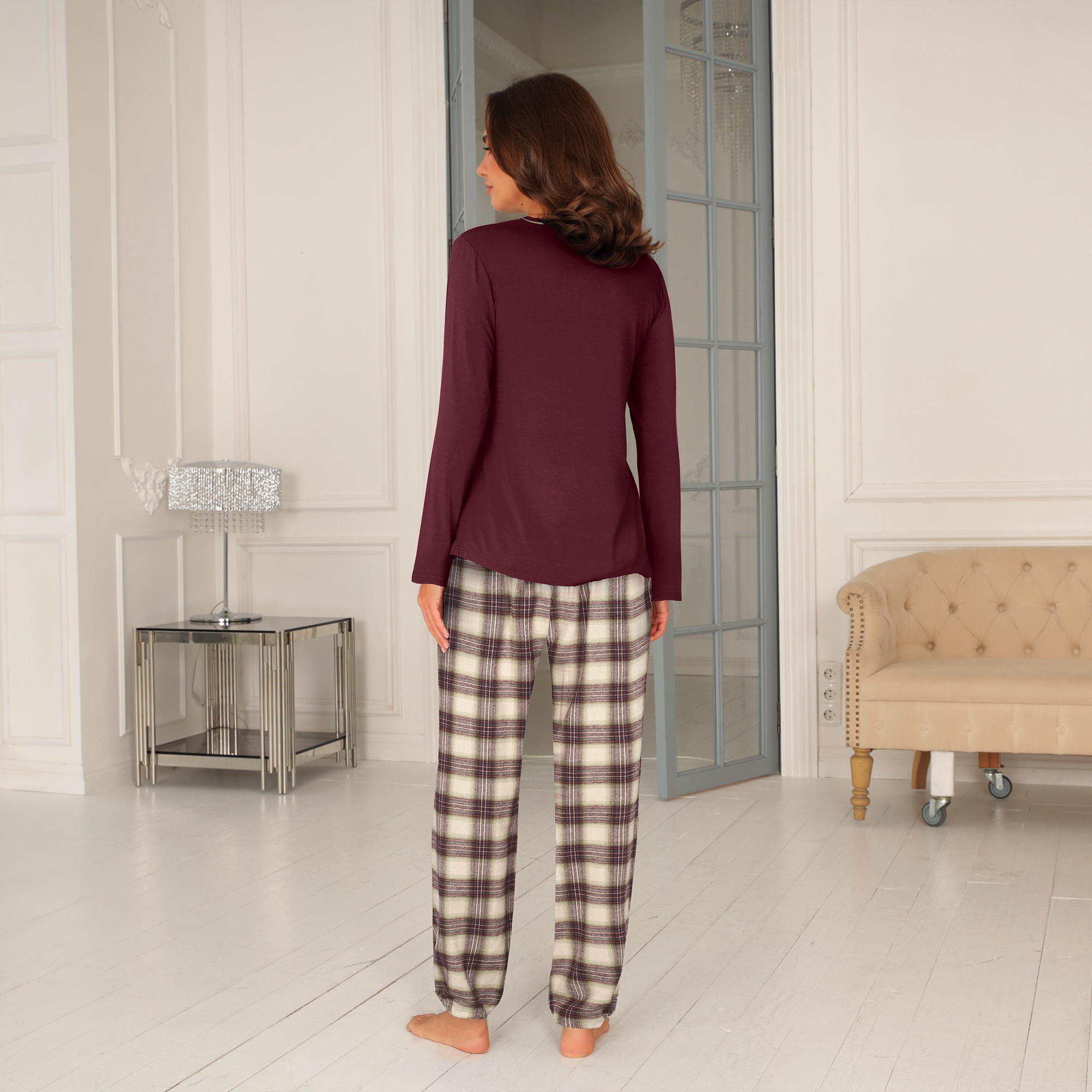 Lady Avenue Cotton Flanell Pyjamas Plum