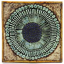 Lisa Larson (Unik 1961) Quadratic Wall Plaque with Sunflower Motif 23 cm (Rare Color)