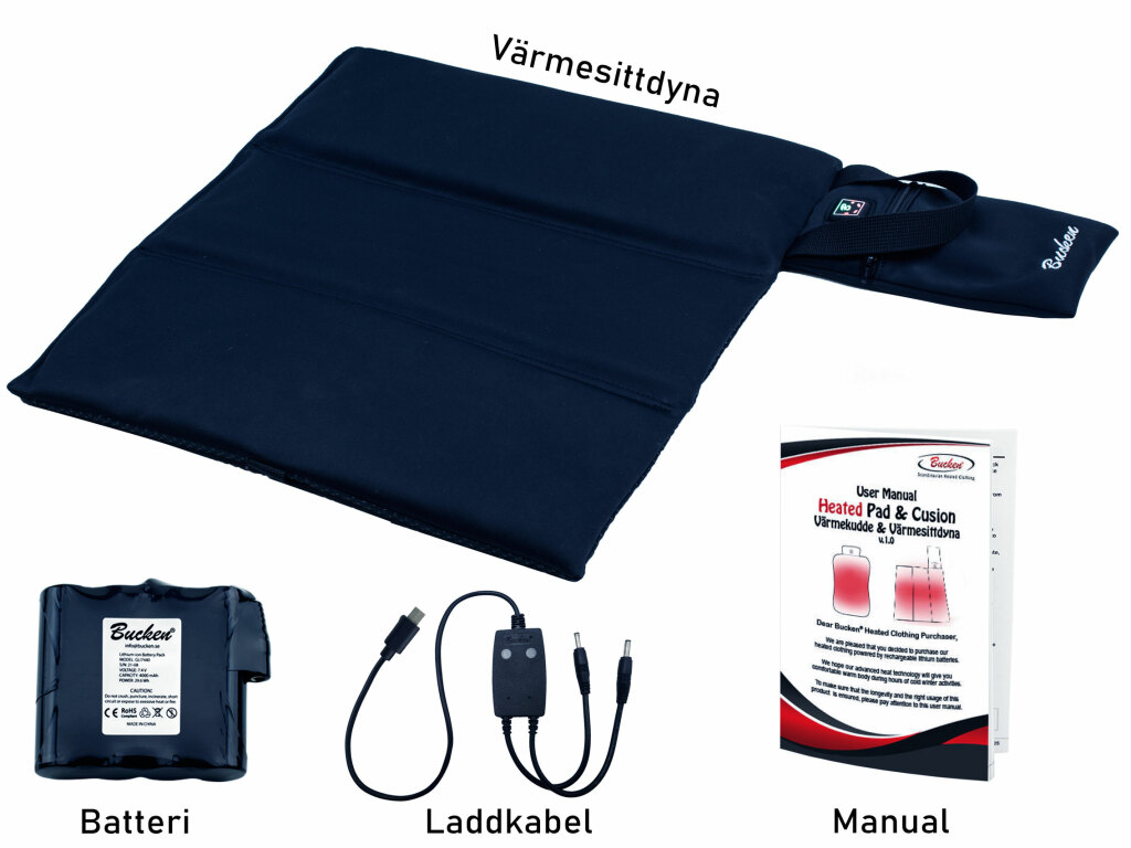 Uppvärmd sittdyna med batteri & USB-laddkabel från Bucken®   - 2