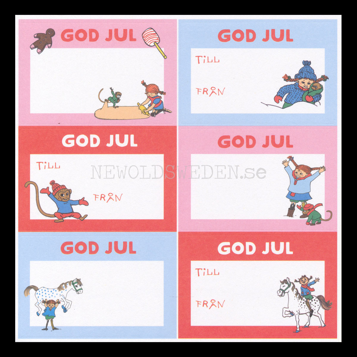 Pippi Långstrump 12 Juletiketter & 20 Julstickers - LO - 4