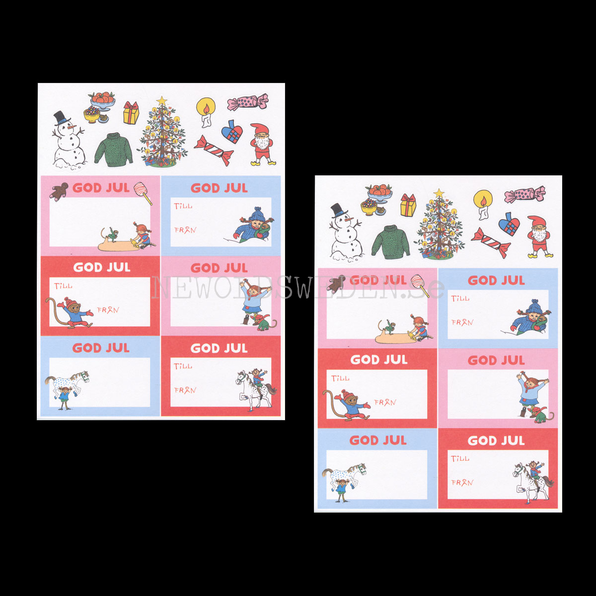 Pippi Långstrump 12 Juletiketter & 20 Julstickers - LO - 3