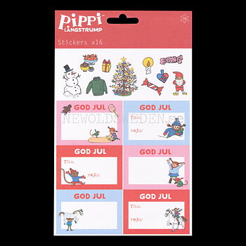 Pippi Långstrump 12 Juletiketter & 20 Julstickers - LO