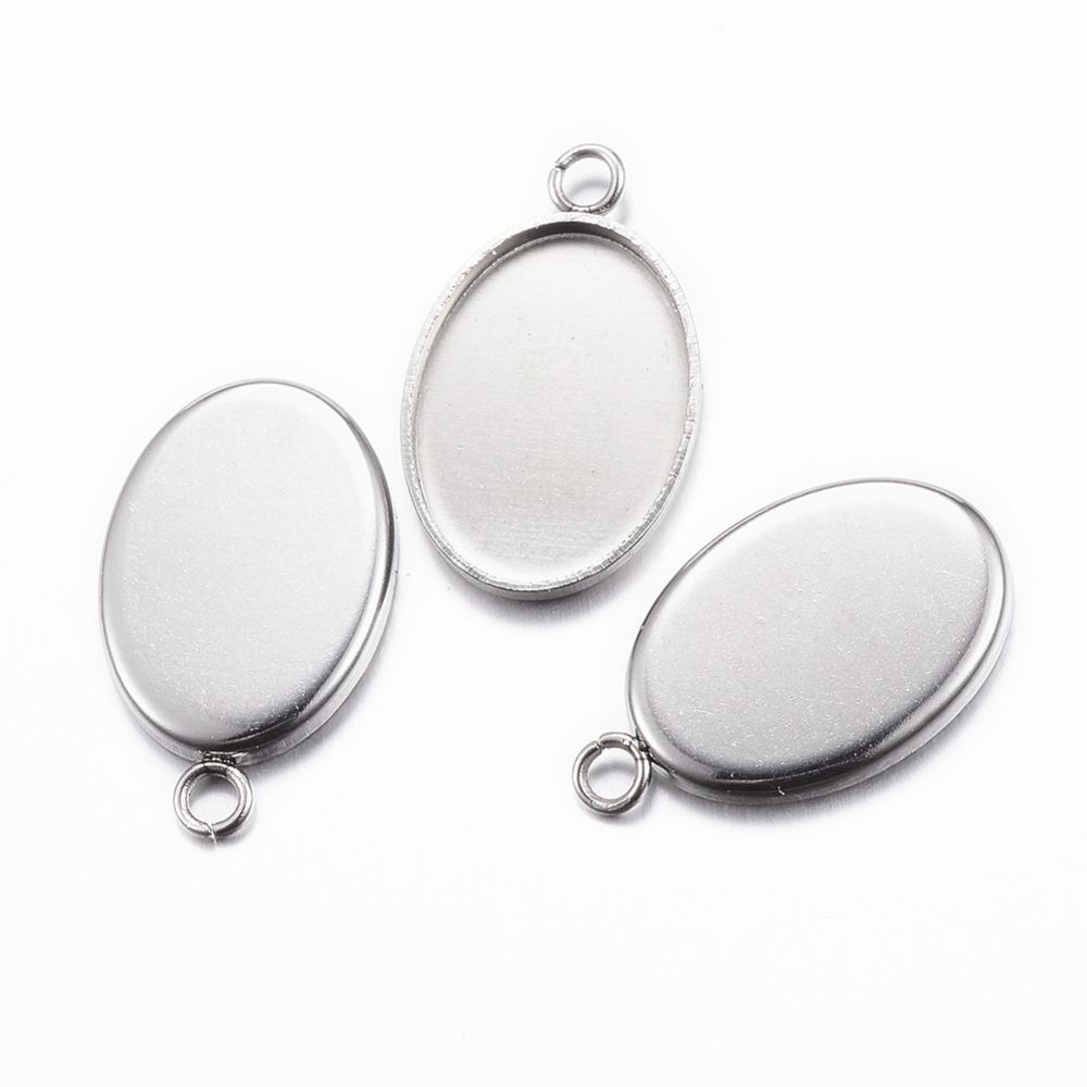 Cabochonhållare-  Oval Stainless Steel, 13x18mm