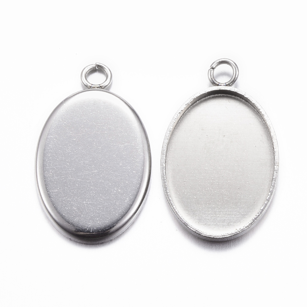 Cabochonhållare-  Oval Stainless Steel, 13x18mm - 2