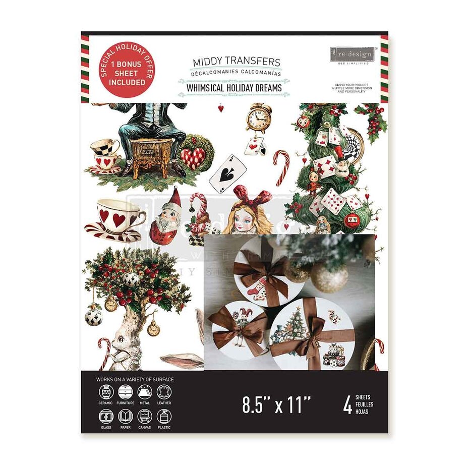 Whimsical Holiday,  20x28cm, 4ark, Middy Transfers, Re-Design with Prima