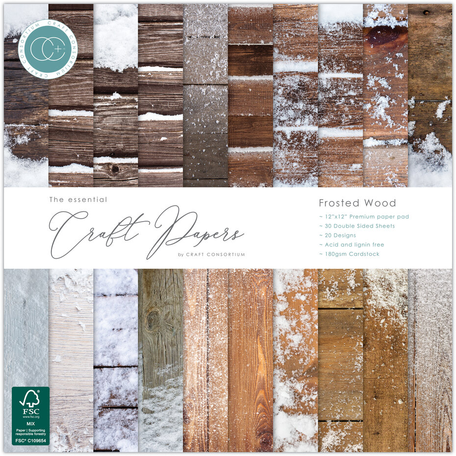 Frosted Wood, 12x12" block, Essential Craft Papers,  Craft Consortium 