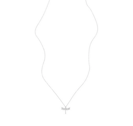 Diamond Dragonfly Necklace, Silver