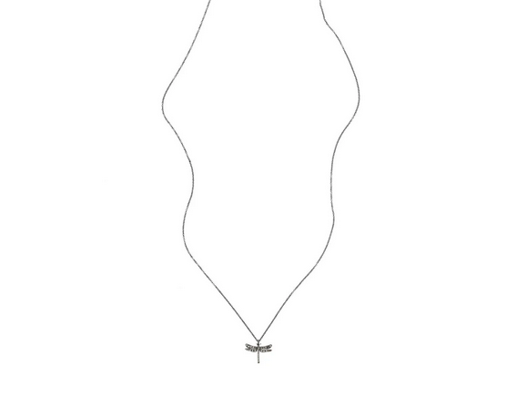 Diamond Dragonfly Necklace, Black - 3
