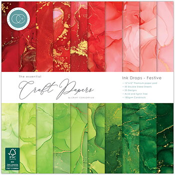 Ink Drops Festive, 12x12" block, Essential Craft Papers,  Craft Consortium 