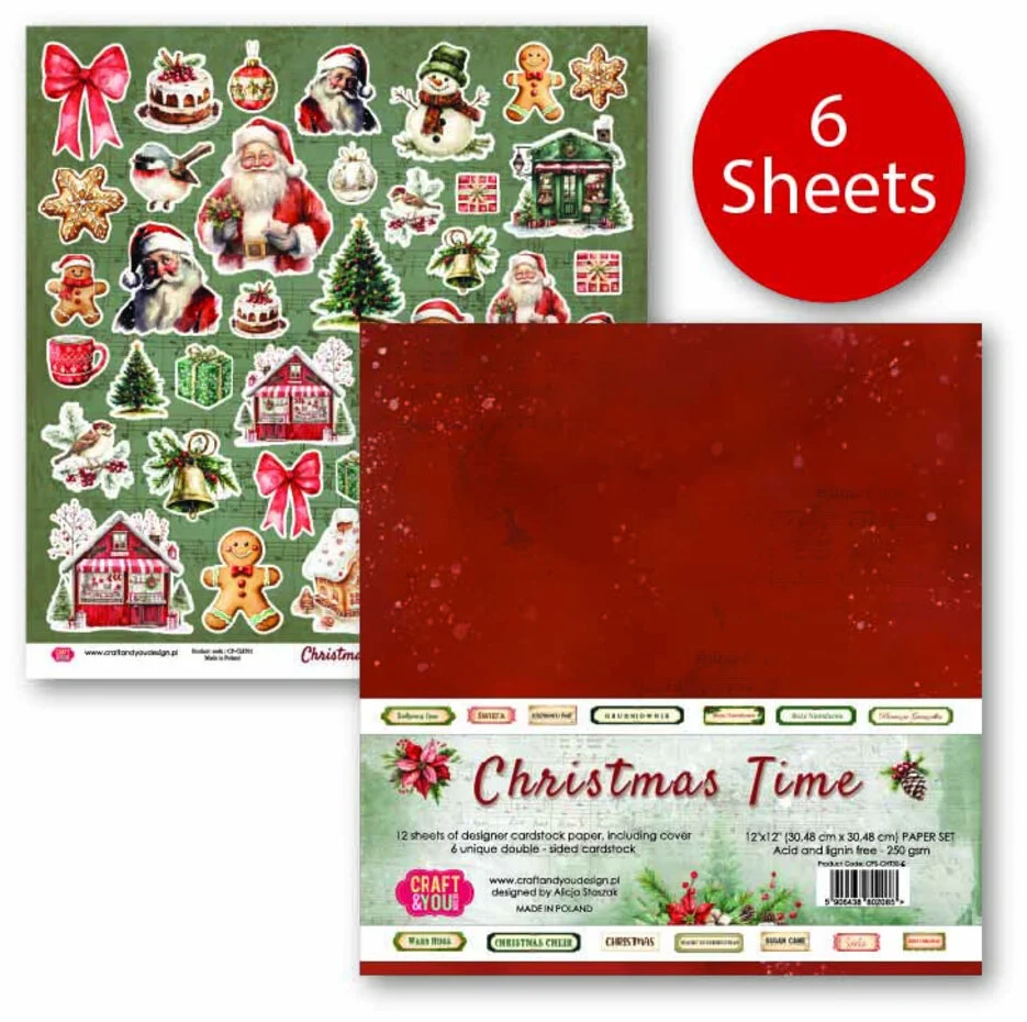 Christmas Time 12"x12" paper pack, Craft & You Design