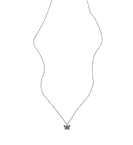 Diamond Butterfly Necklace, Black