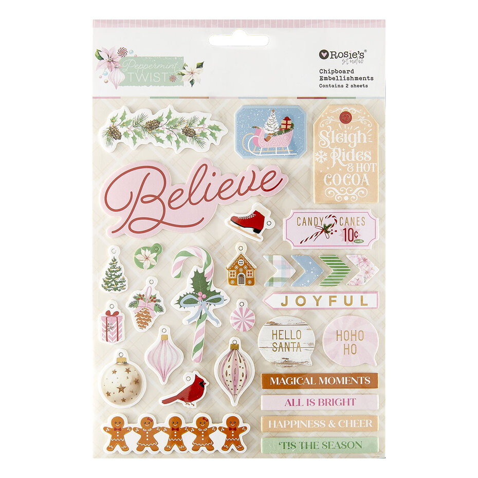 Peppermint Twist, Chipboard Stickers, Rosies Studio, Spellbinders