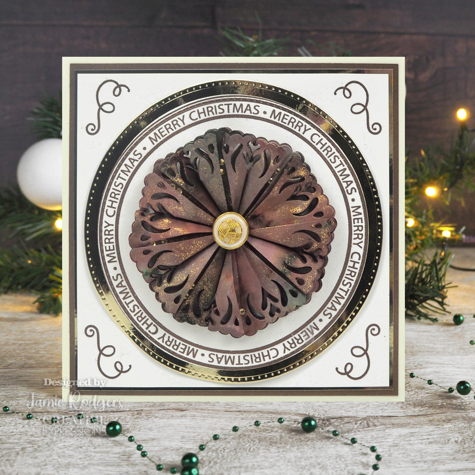 Tea Bag Folding Frosty Wreath, Jamie Rodgers, Clear Stamp, Creative Expressions  - 3