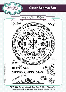 Tea Bag Folding Frosty Wreath, Jamie Rodgers, Clear Stamp, Creative Expressions 