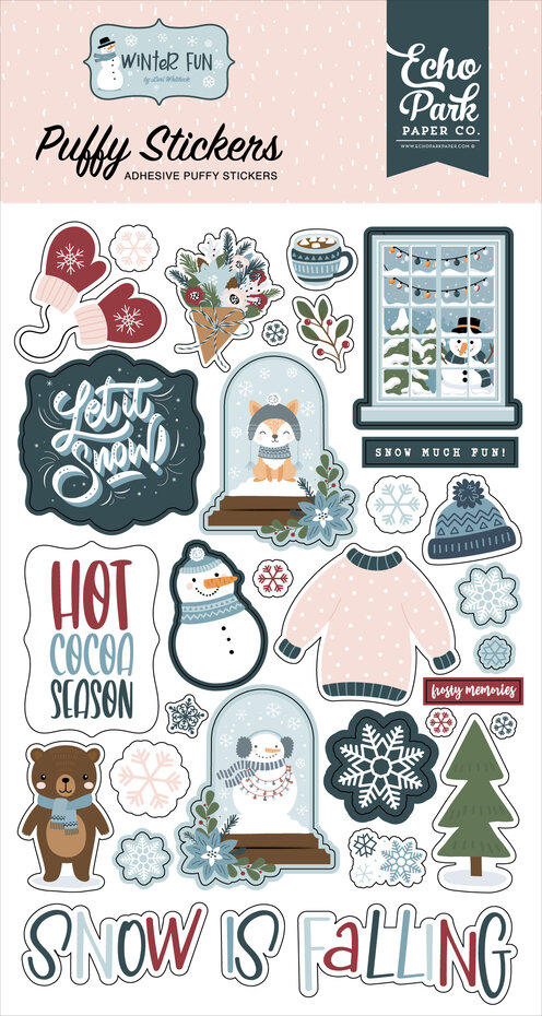 Winter Fun, Puffy Stickers, Echo Park, 