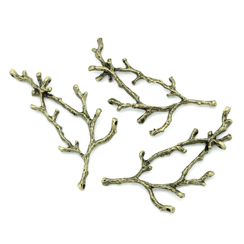 Charm/connector,  Branch Bronze 60mm - 2