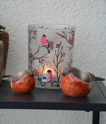 Domherre i keramik 7,9 cm liten