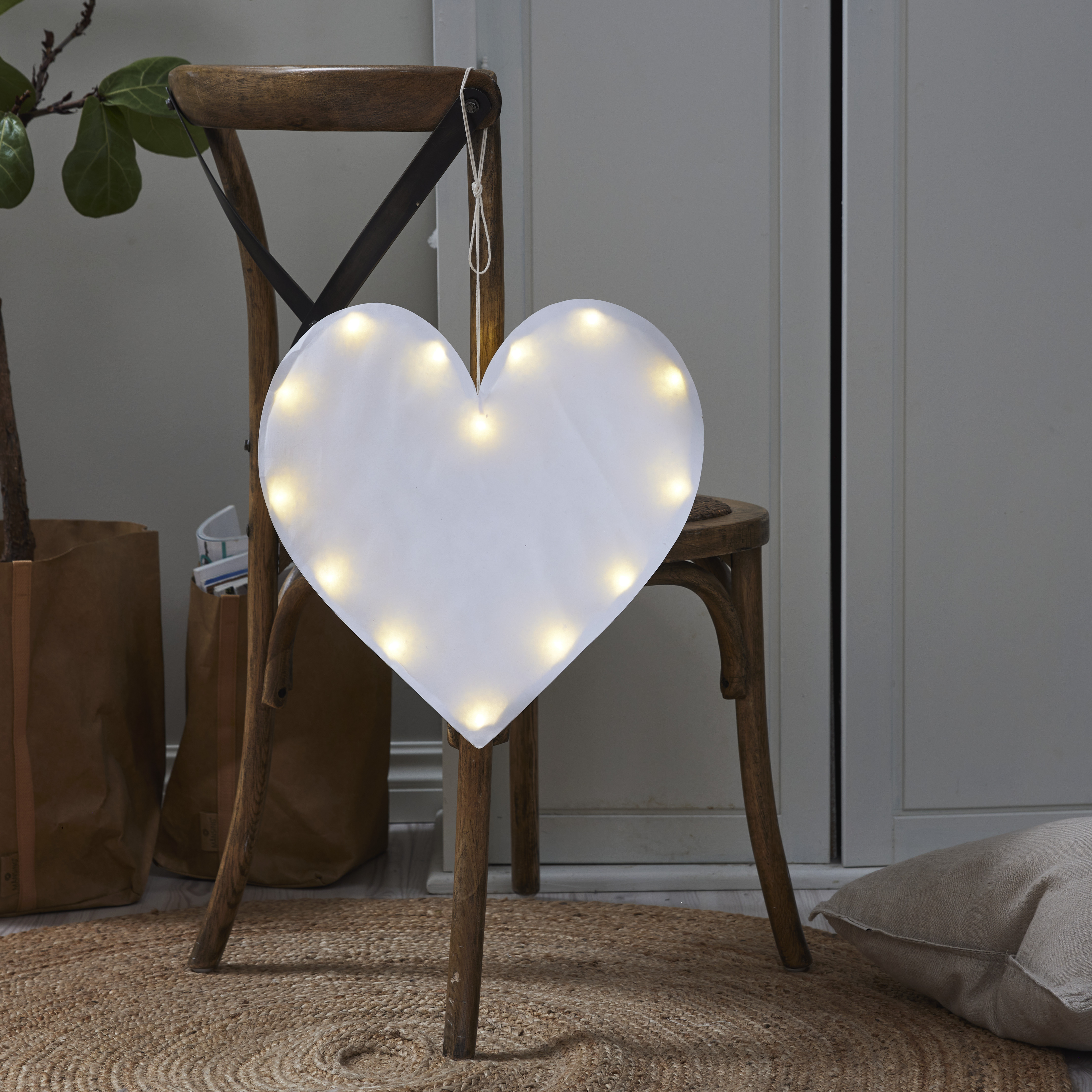Heart - Paper - LED - Hanging decoration - Timer - 40x40 cm - 5
