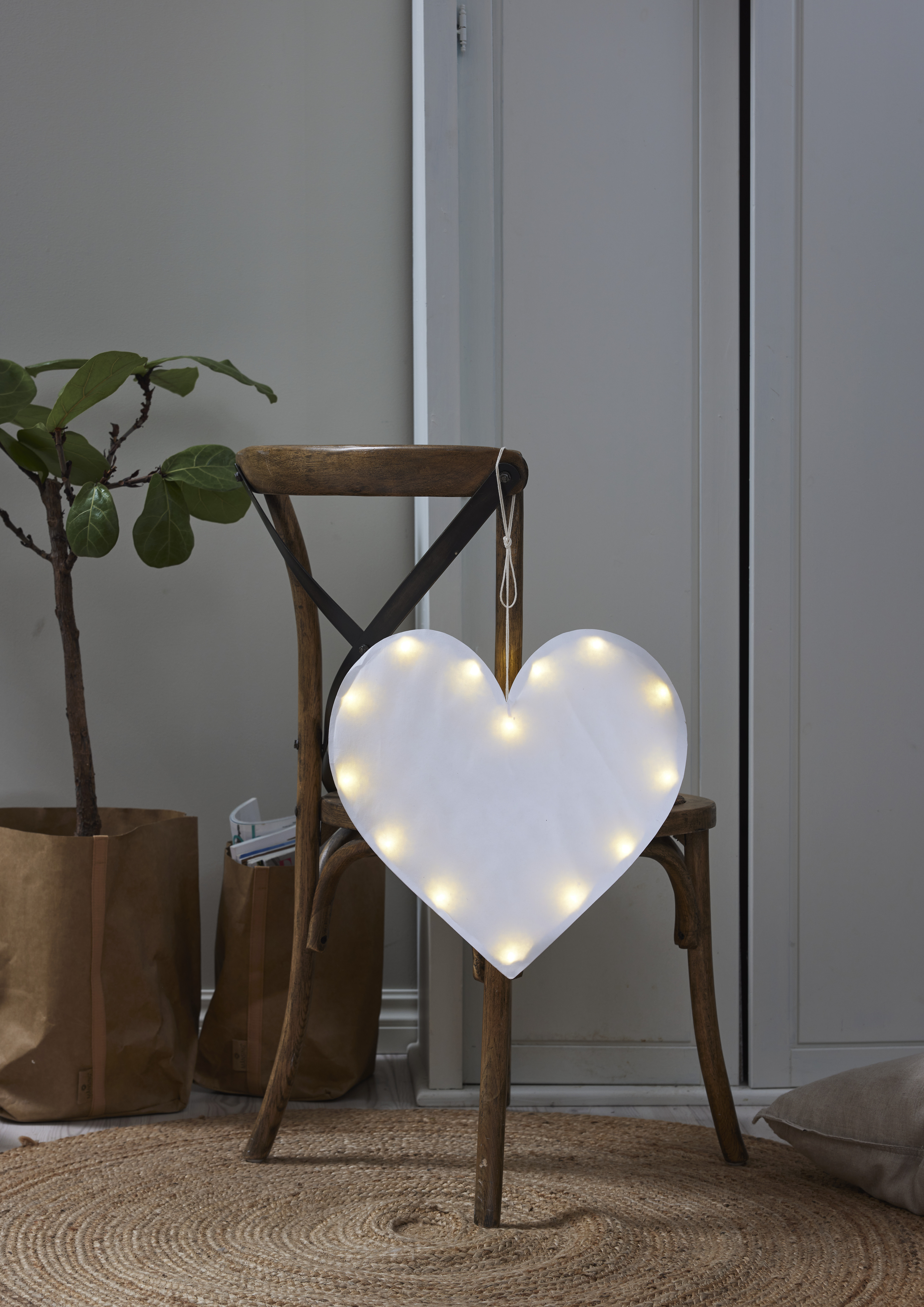 Heart - Paper - LED - Hanging decoration - Timer - 40x40 cm