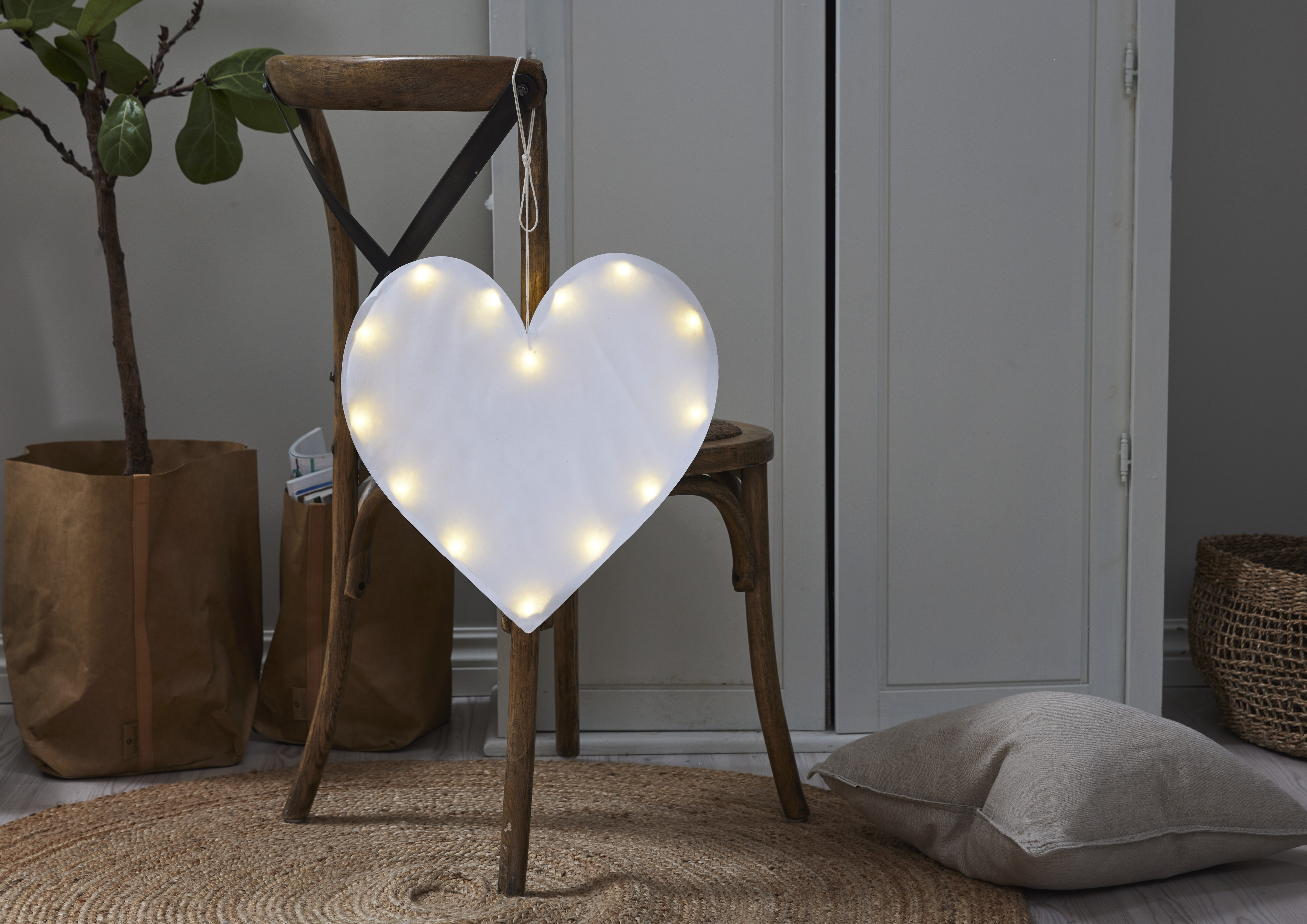 Heart - Paper - LED - Hanging decoration - Timer - 40x40 cm - 6