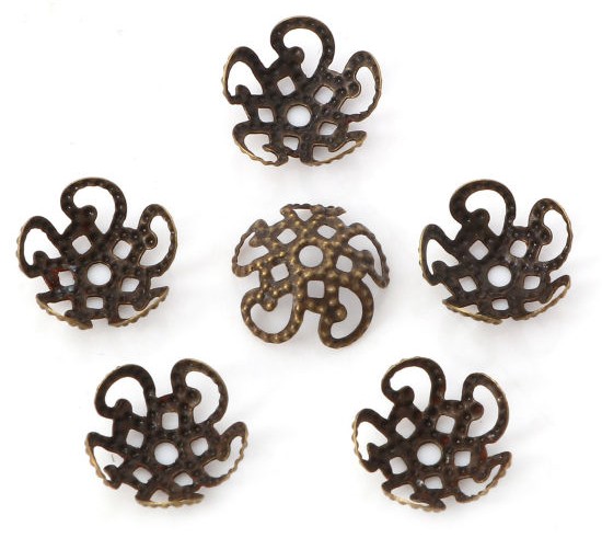 Bead cap  Bronze swirl 10mm