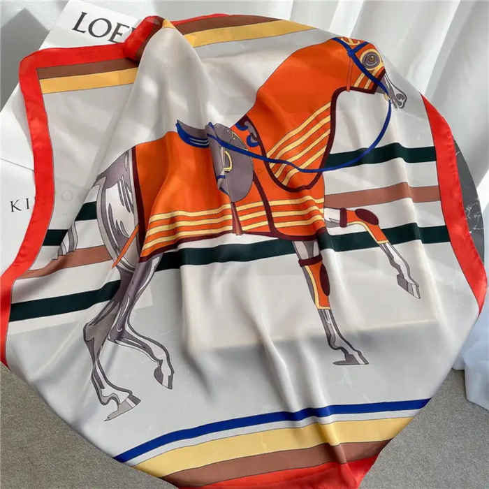 Scarf AWST Intl Hästmotiv Classic Equestrian Elfenben - 2