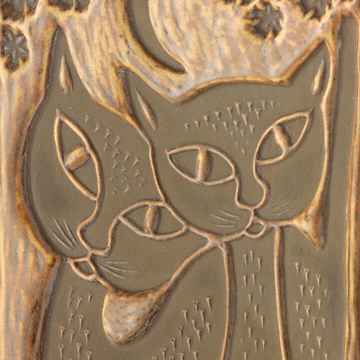 Berth Norrman (1960s) Rectangular Wall Plaque with Cats Motif 26 cm