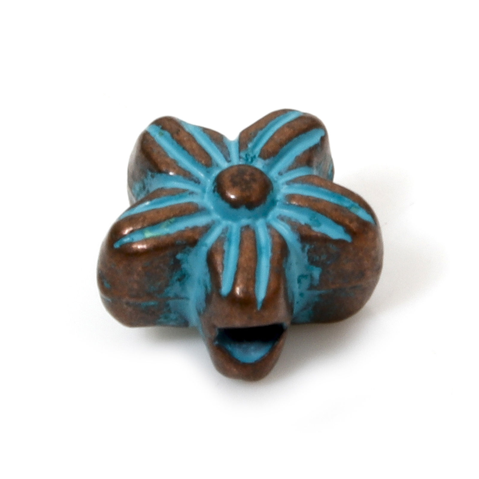 Spacer bead ,Striped flower Patina Copper